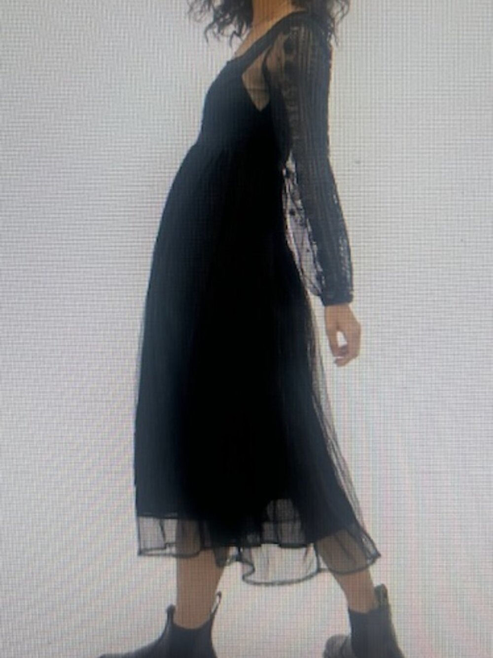 Urban Outfitters Hope Embroidered Long Sleeve Lush Black Lace Slip Midi Dress - Picture 11 of 16
